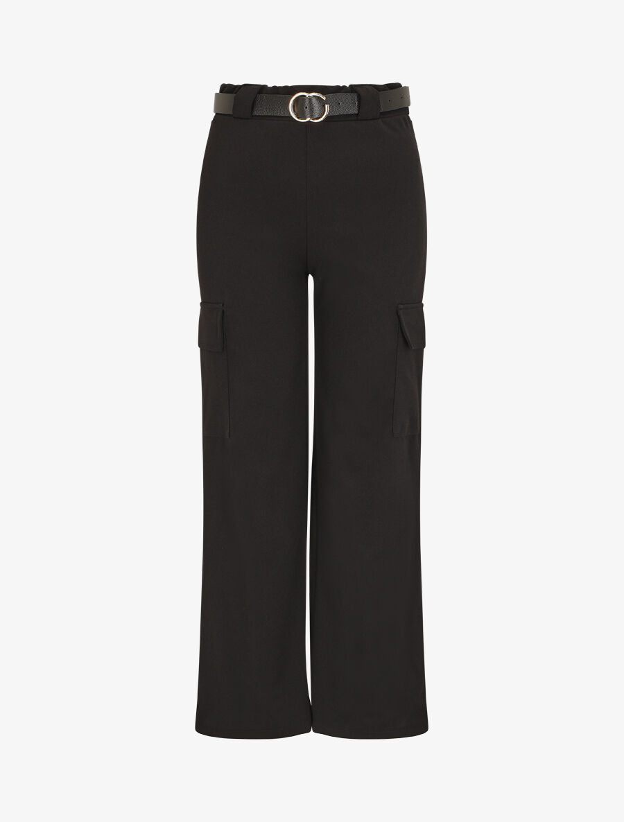 Pantalon fluide style cargo - Noir - 4