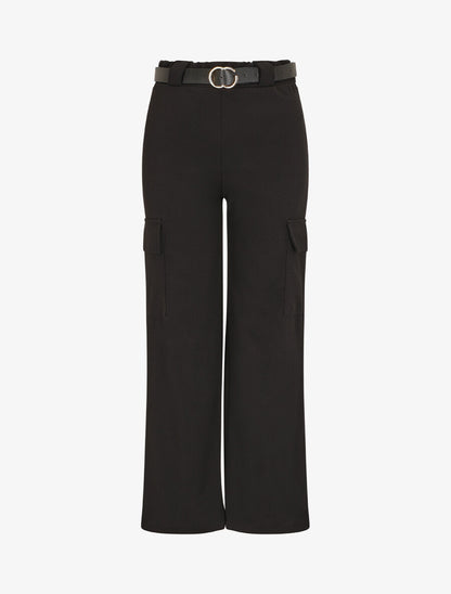 Pantalon fluide style cargo - Noir - 4