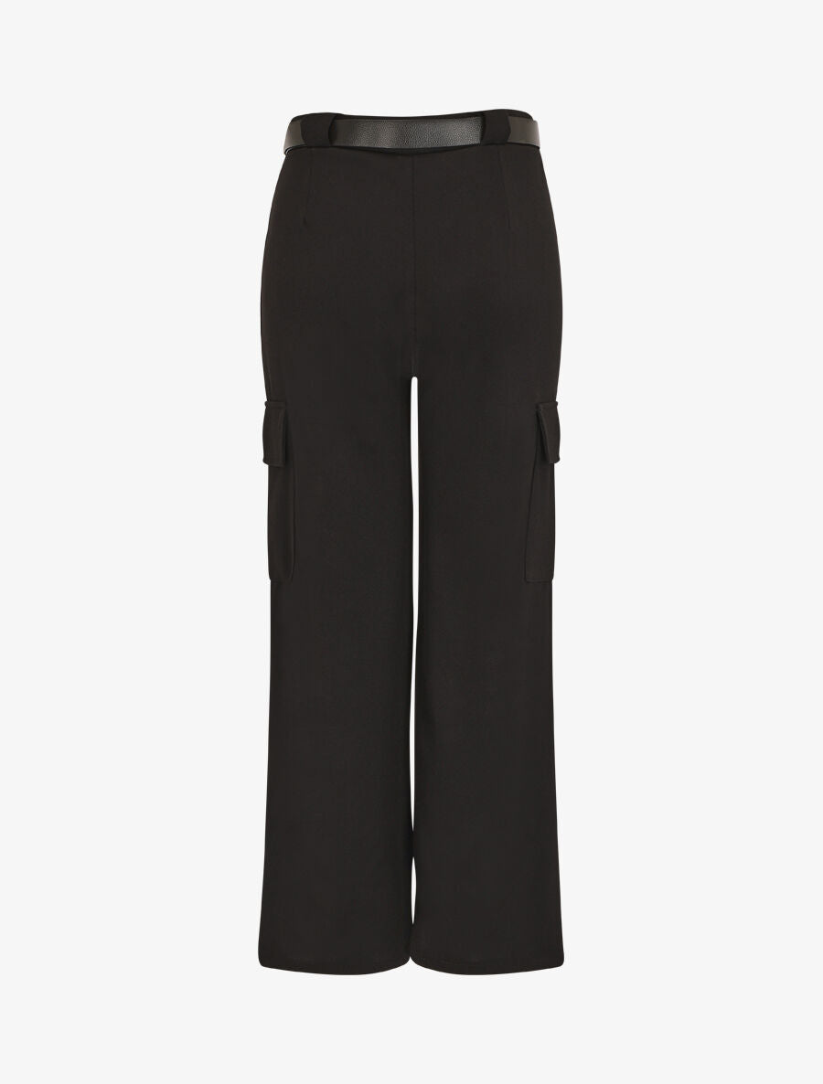 Pantalon fluide style cargo - Noir - 2