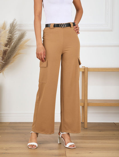 Pantalon fluide style cargo - Camel - 4