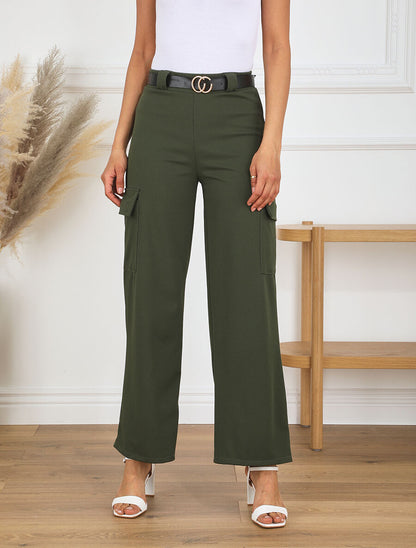 Pantalon fluide style cargo - Kaki - 4