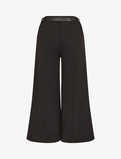 Pantalon large uni taille haute - Noir - 2