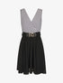 Robe bi-matière à haut imprimé style marinière - Noir - 5