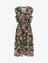 Robe en voile élastiquée à imprimé fleurs - Noir - 1
