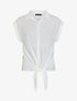 Chemise plissée à noeud et manches courtes - Blanc - 1