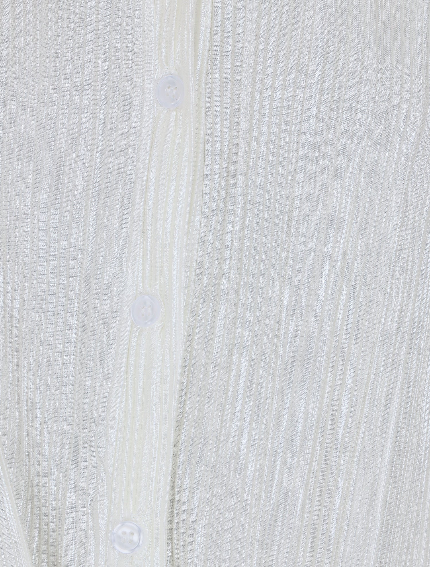Chemise plissée à noeud et manches courtes - Blanc - 3