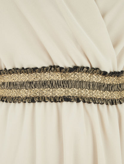 Robe sans manches taille élastiquée irisée - Beige - 3