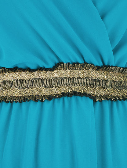 Robe sans manches taille élastiquée irisée - Turquoise - 3
