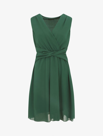 Robe fluide sans manches évasée - Vert foncé - 1