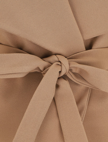Veste mi-longue col cascade - Taupe - 3