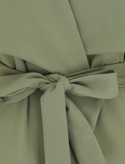 Veste mi-longue col cascade - Kaki - 3