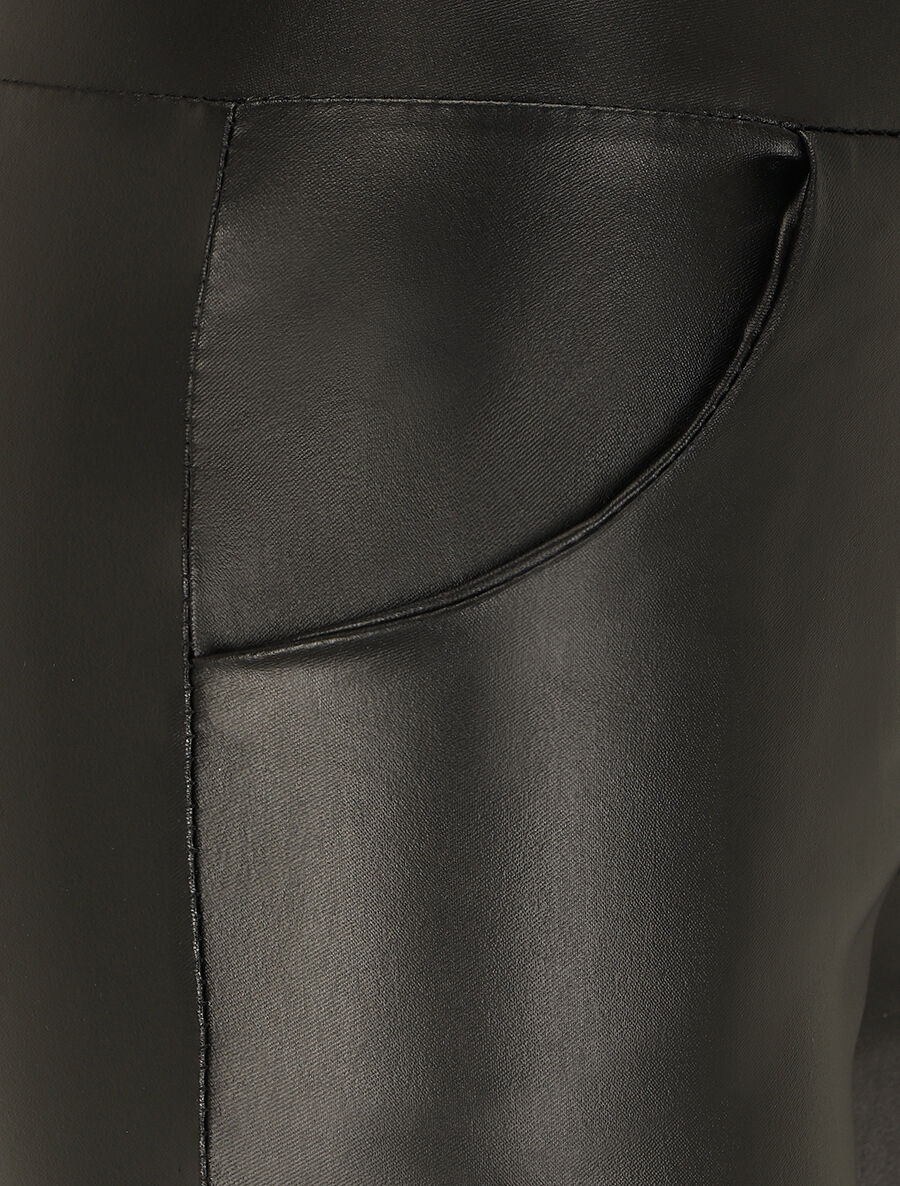 Pantalon ciré slim taille haute - Noir - 3