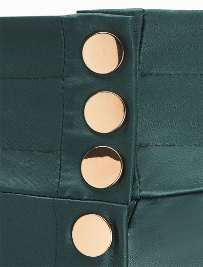 Pantalon ciré slim taille haute - Vert foncé - 3