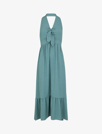 Robe longue unie dos nu - Vert d&
