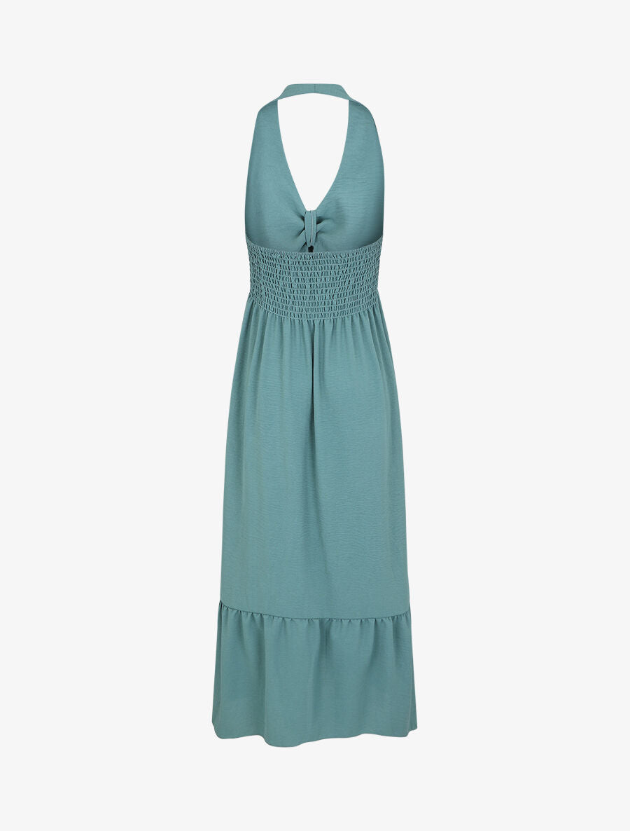 Robe longue unie dos nu - Vert d&