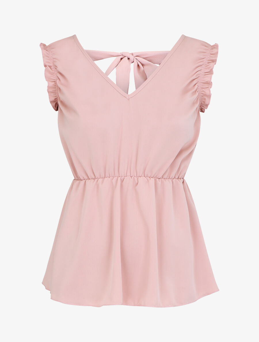 Top sans manches évasé dos décolleté - Rose - 1