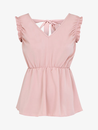 Top sans manches évasé dos décolleté - Rose - 1