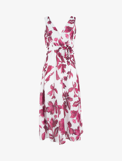 Robe imprimé fleurs et dos en V - Mauve - 1
