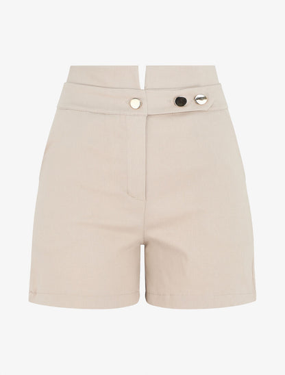 Short ajusté taille haute - Beige - 5