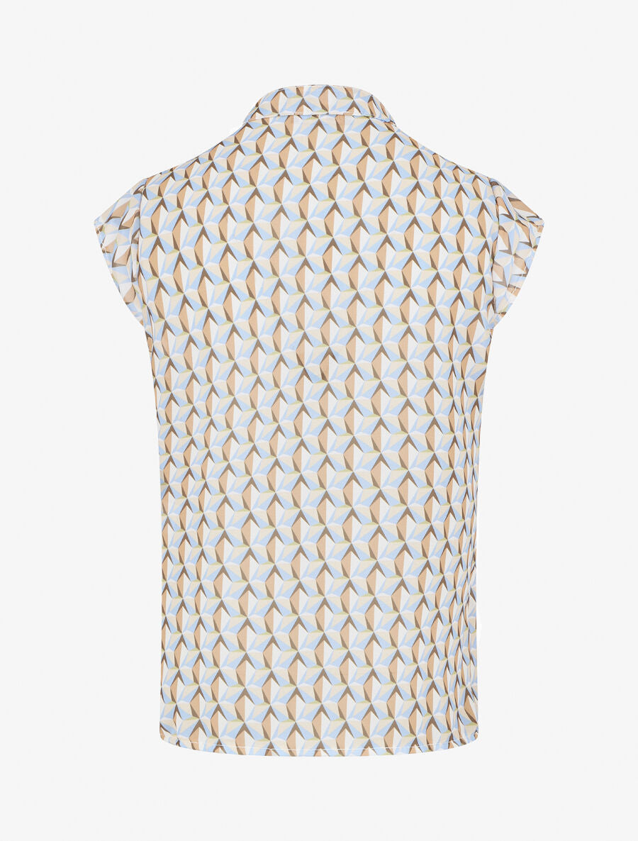 Top fluide sans manches imprimé mosaïque - Beige - 2