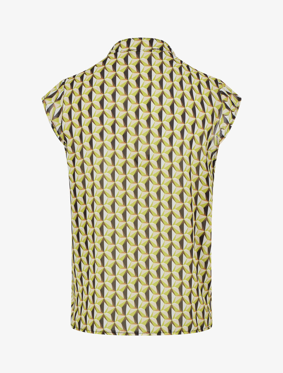 Top fluide sans manches imprimé mosaïque - Noir/vert - 2