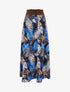 Jupe longue taille haute imprimé feuilles tropicales - Marine - 1
