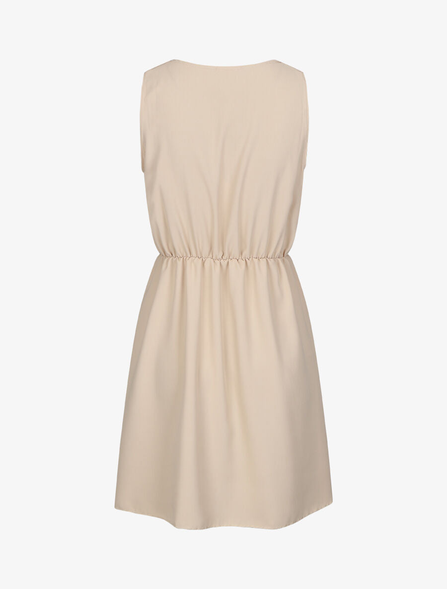 Robe courte sans manches à chaîne - Beige - 2