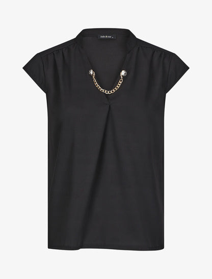 Top uni sans manches à chaîne - Noir - 1