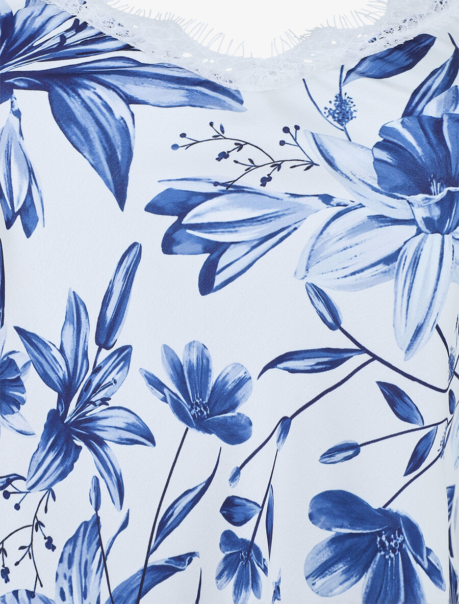 Caraco satiné imprimé grandes fleurs - Blanc - 3