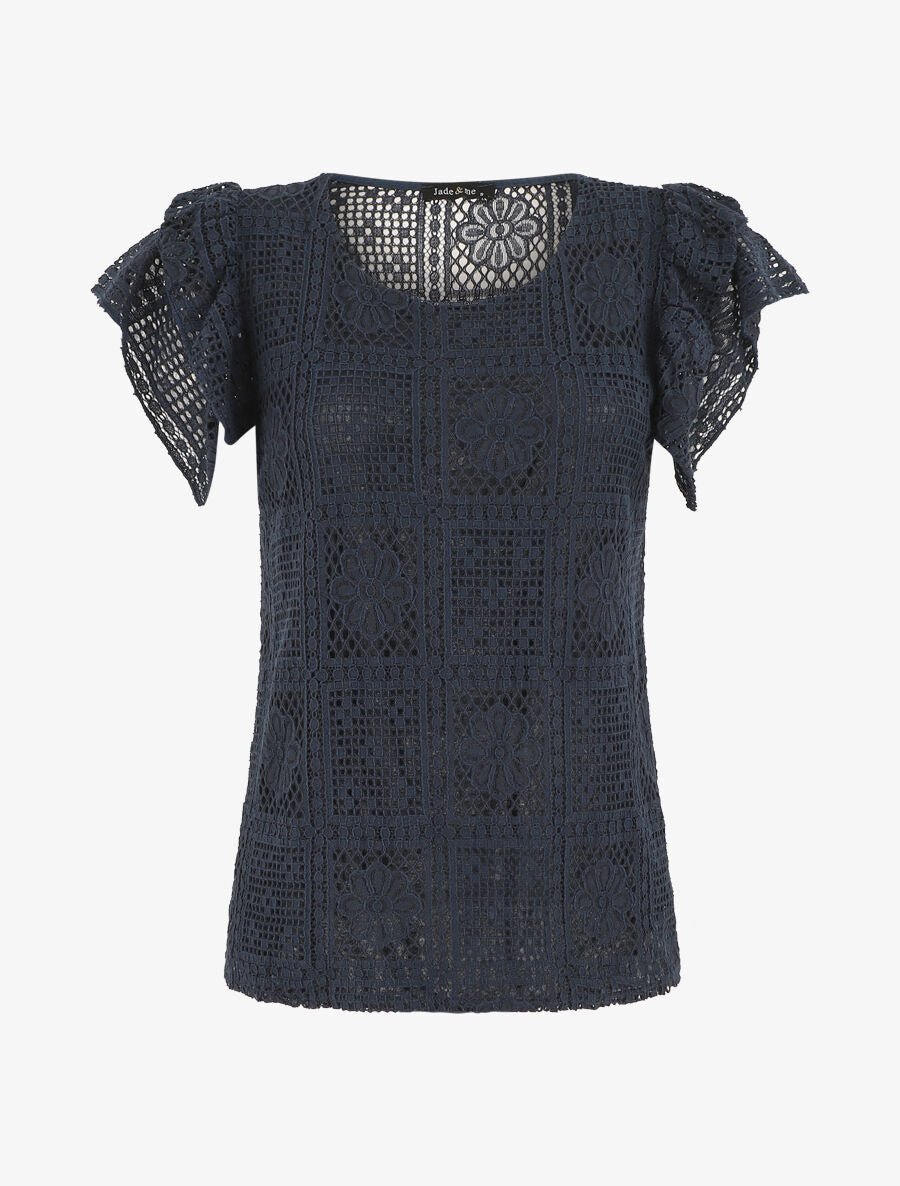 Top uni en maille - Marine - 5