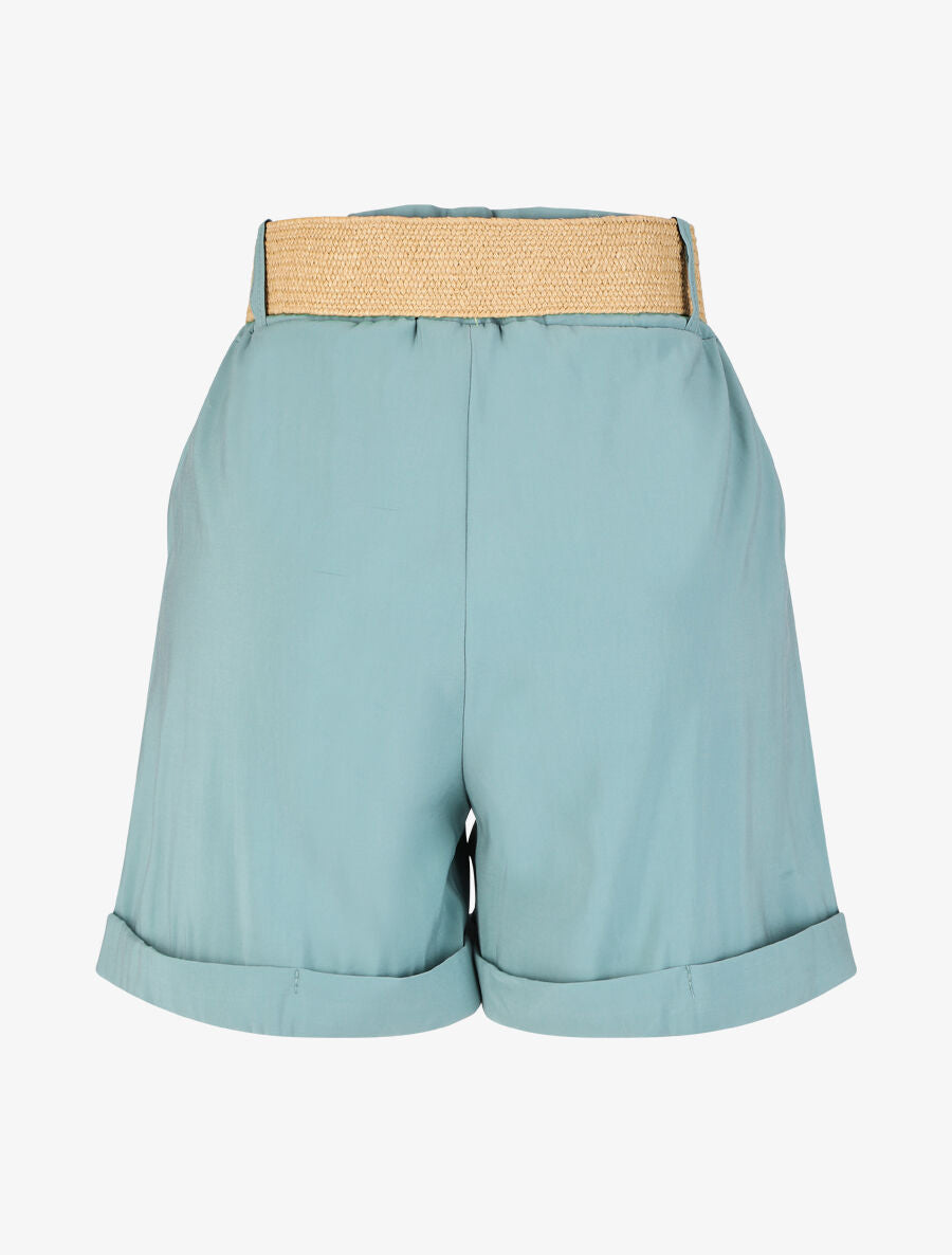 Short à revers uni - Vert d&