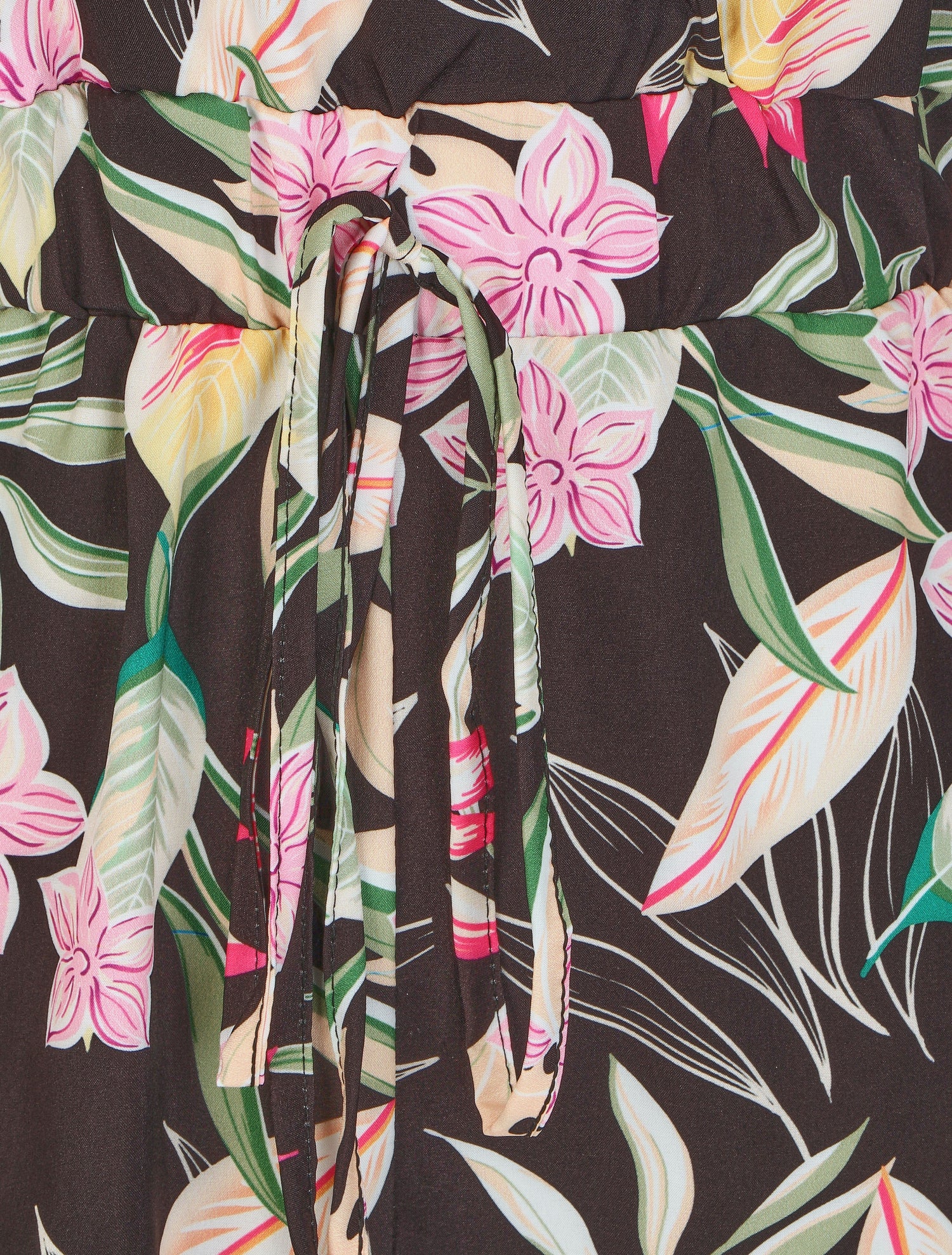 Combishort imprimé fleurs à taille élastiquée - Noir - 3