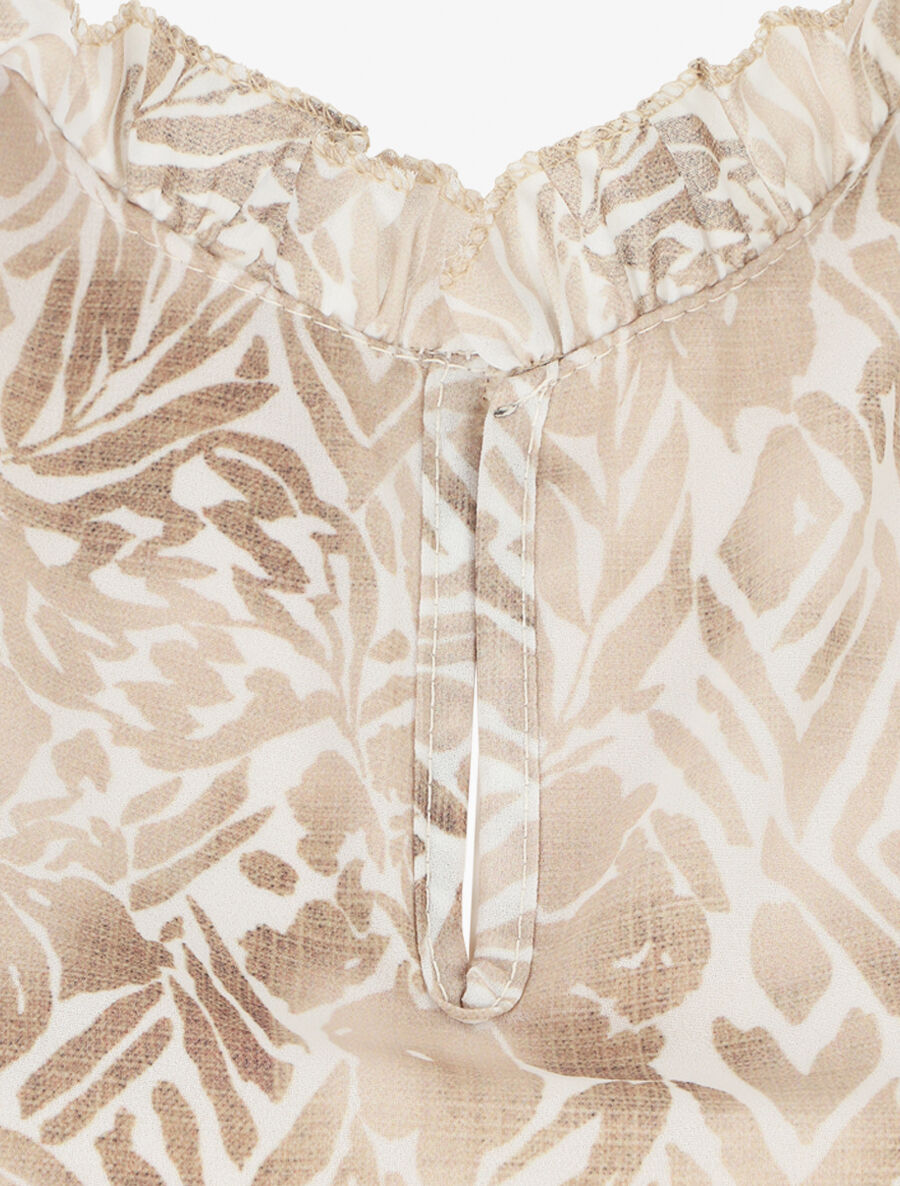 Top graphique à mancherons volantés - Beige - 3