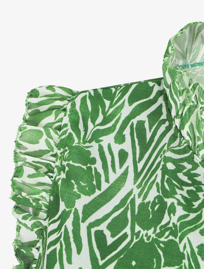 Top graphique à mancherons volantés - Vert - 3