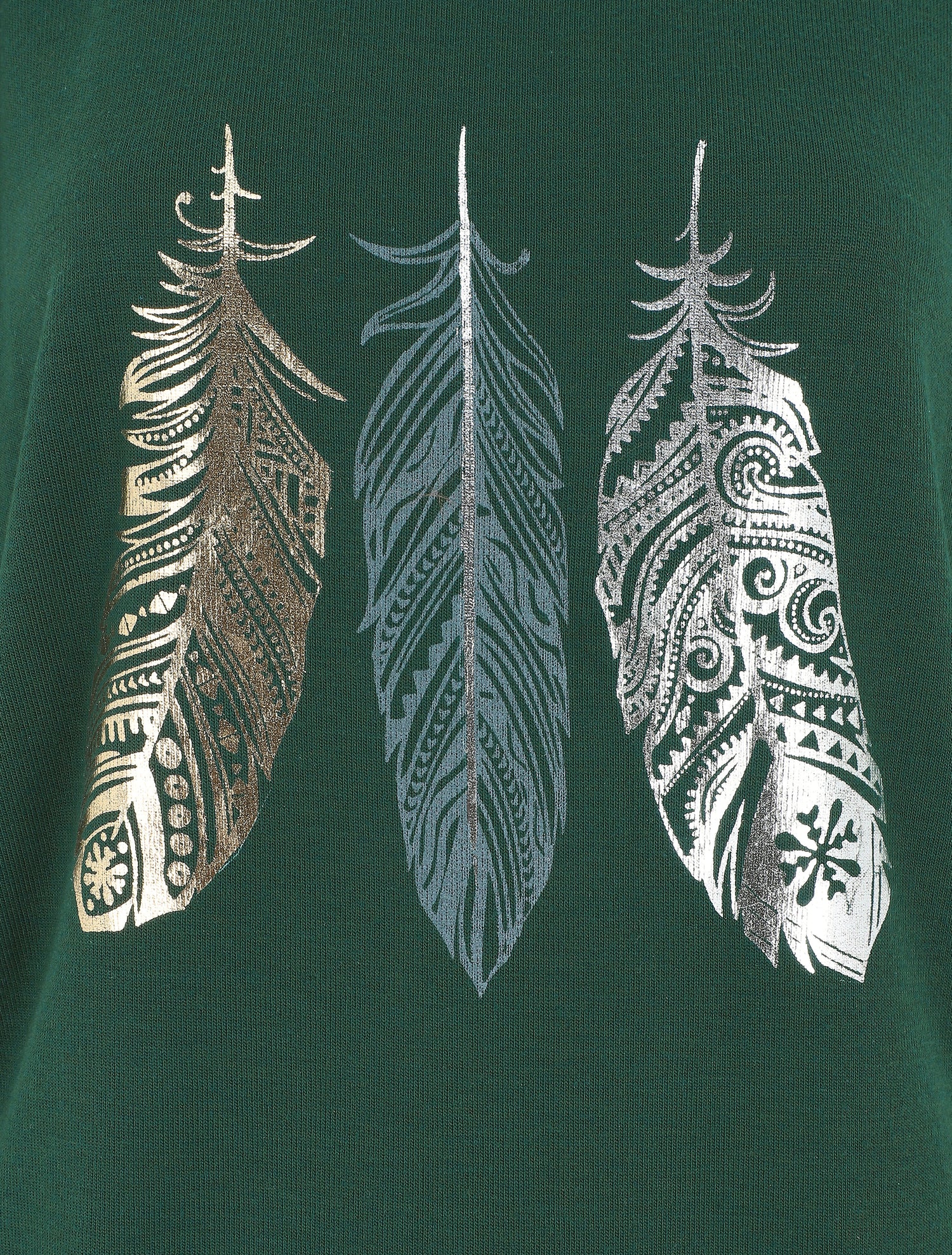Pull ample à imprimé plumes irisées - Vert sapin - 3
