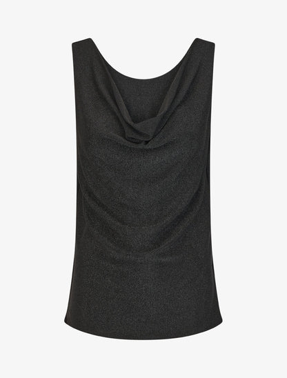 Top droit irisé sans manches col bénitier - Noir - 1