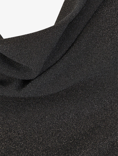 Top droit irisé sans manches col bénitier - Noir - 3