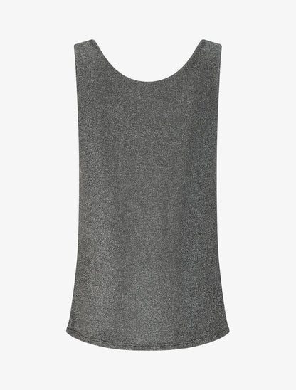 Top droit irisé sans manches col bénitier - Argent - 2