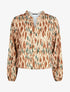 Top col volanté imprimé abstrait - Beige foncé - 1