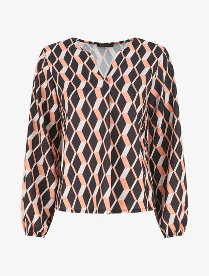 Blouse droite imprimé géométrique - Rose saumon - 5