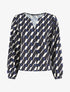 Blouse droite imprimé géométrique - Marine - 1