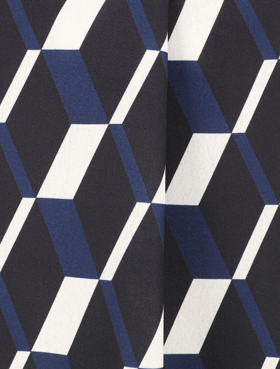Blouse droite imprimé géométrique - Marine - 3