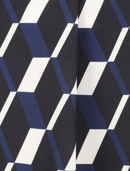 Blouse droite imprimé géométrique - Marine - 3