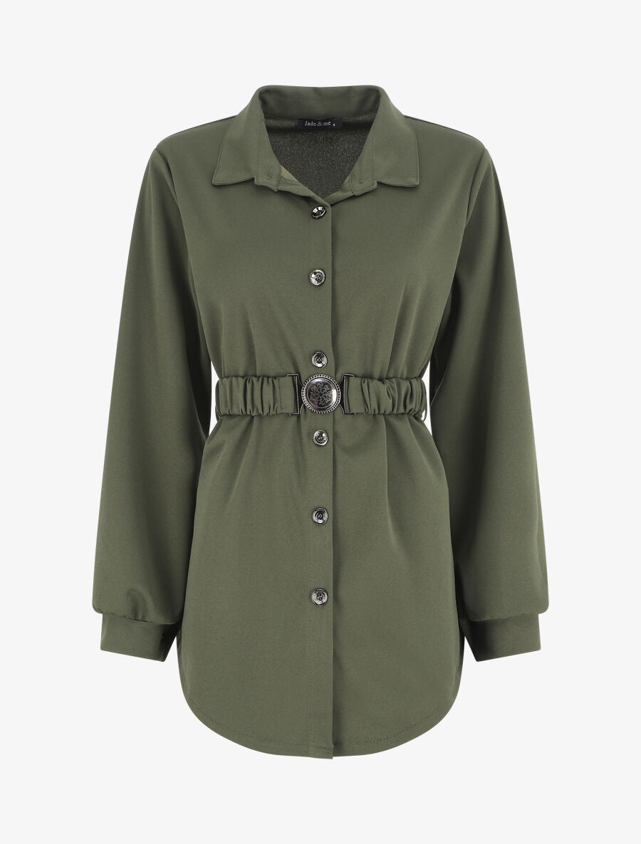 Chemise ample ceinturée - Kaki - 1