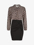 Robe courte ajustée à noeud et imprimé graphique - Noir - 1