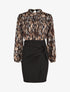 Robe courte ajustée à noeud et imprimé abstrait - Noir - 1