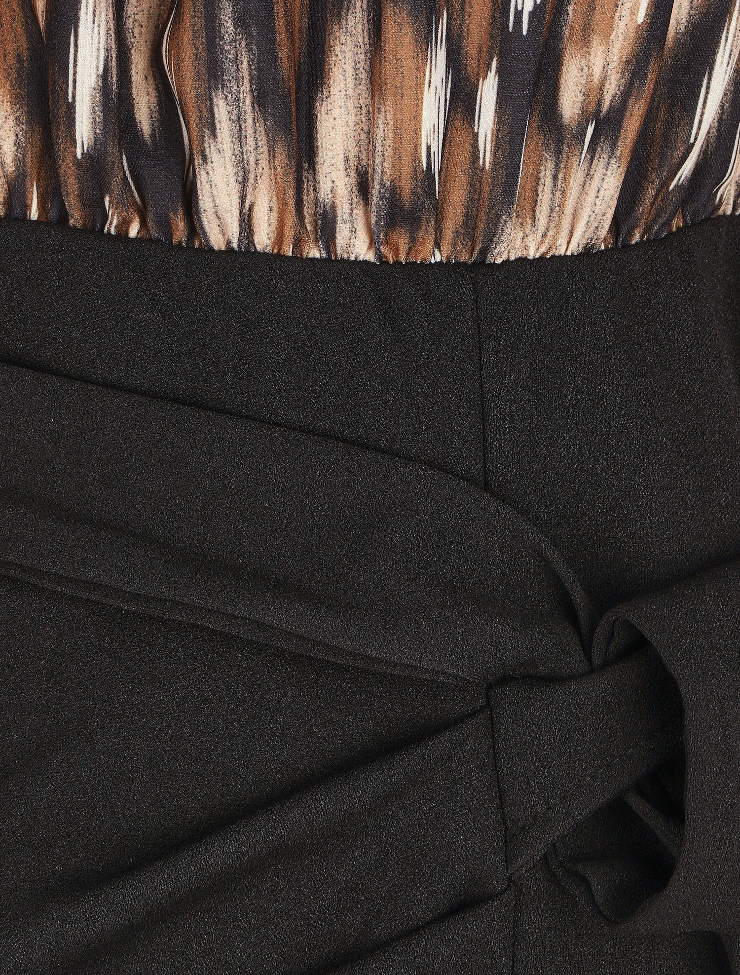 Robe courte ajustée à noeud et imprimé abstrait - Noir - 3