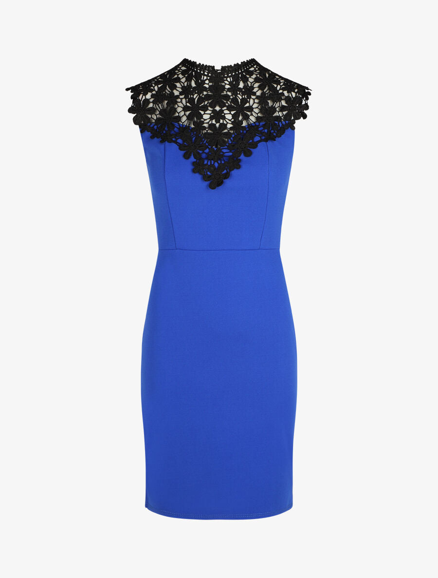 Robe ajustée sans manches col crochet - Bleu électrique - 6