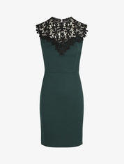 Robe ajustée sans manches col crochet - Vert sapin - 1