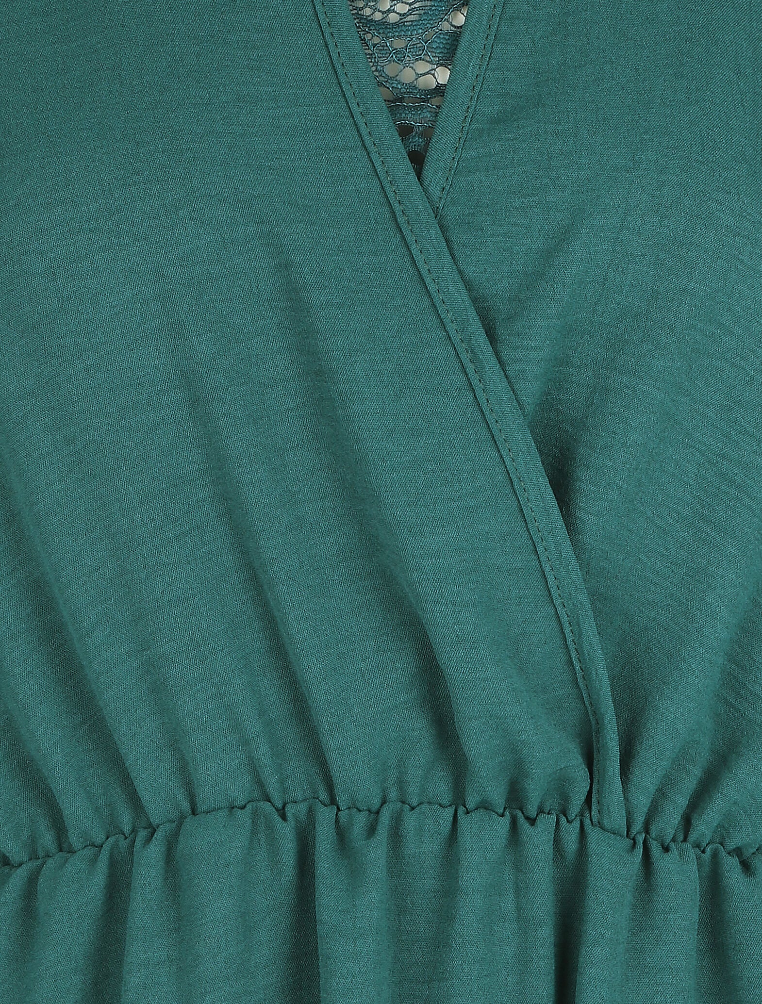 Robe courte évasée col à dentelle - Vert sapin - 3